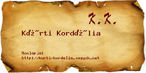 Kürti Kordélia névjegykártya